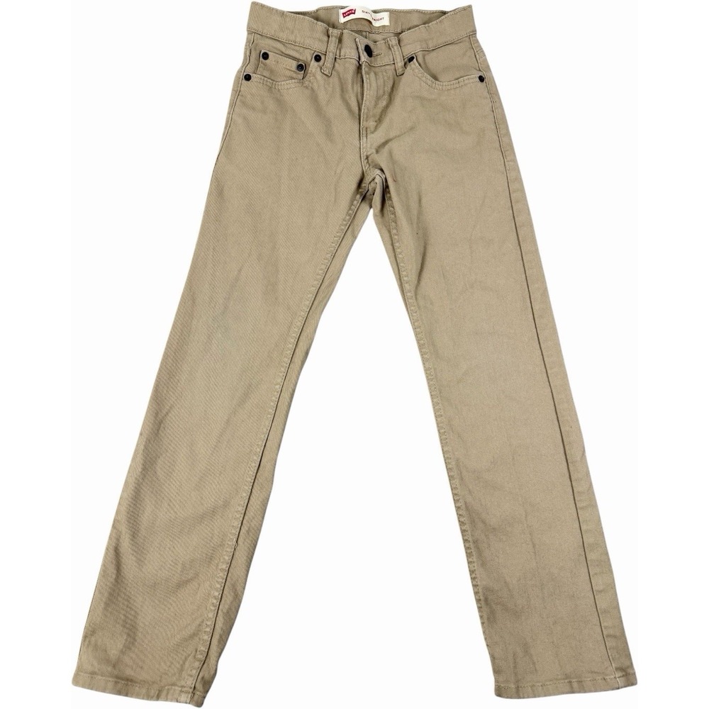 Levi's 514 Straight Fit Boys Khaki Twill Pants Size 12 Regular Beige